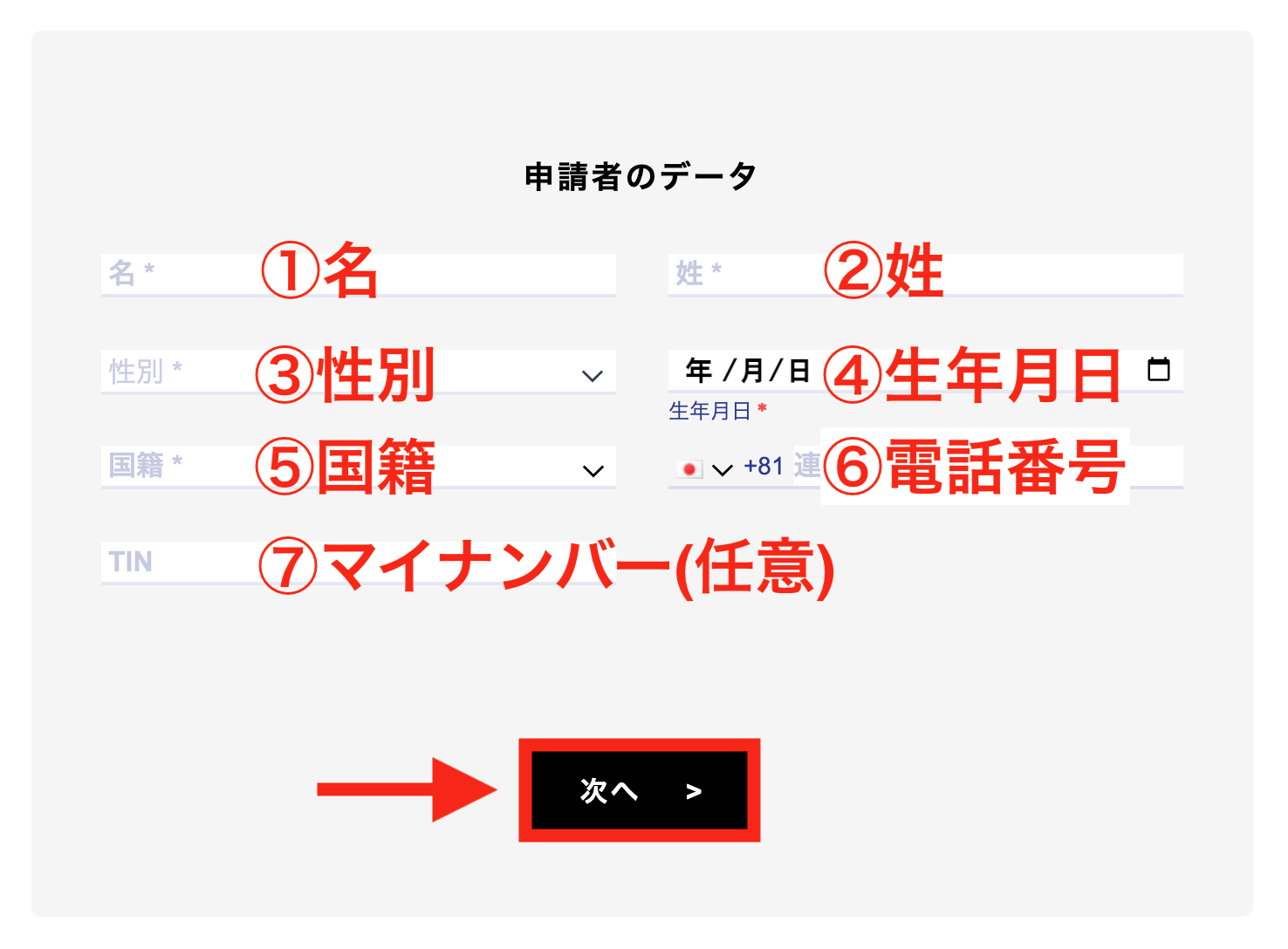 個人情報 入力